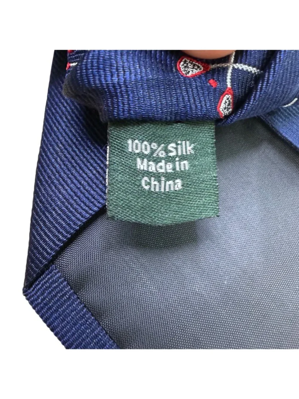 J.Crew Mens Navy Silk Tie Lacrosse Crosses Embroidery A